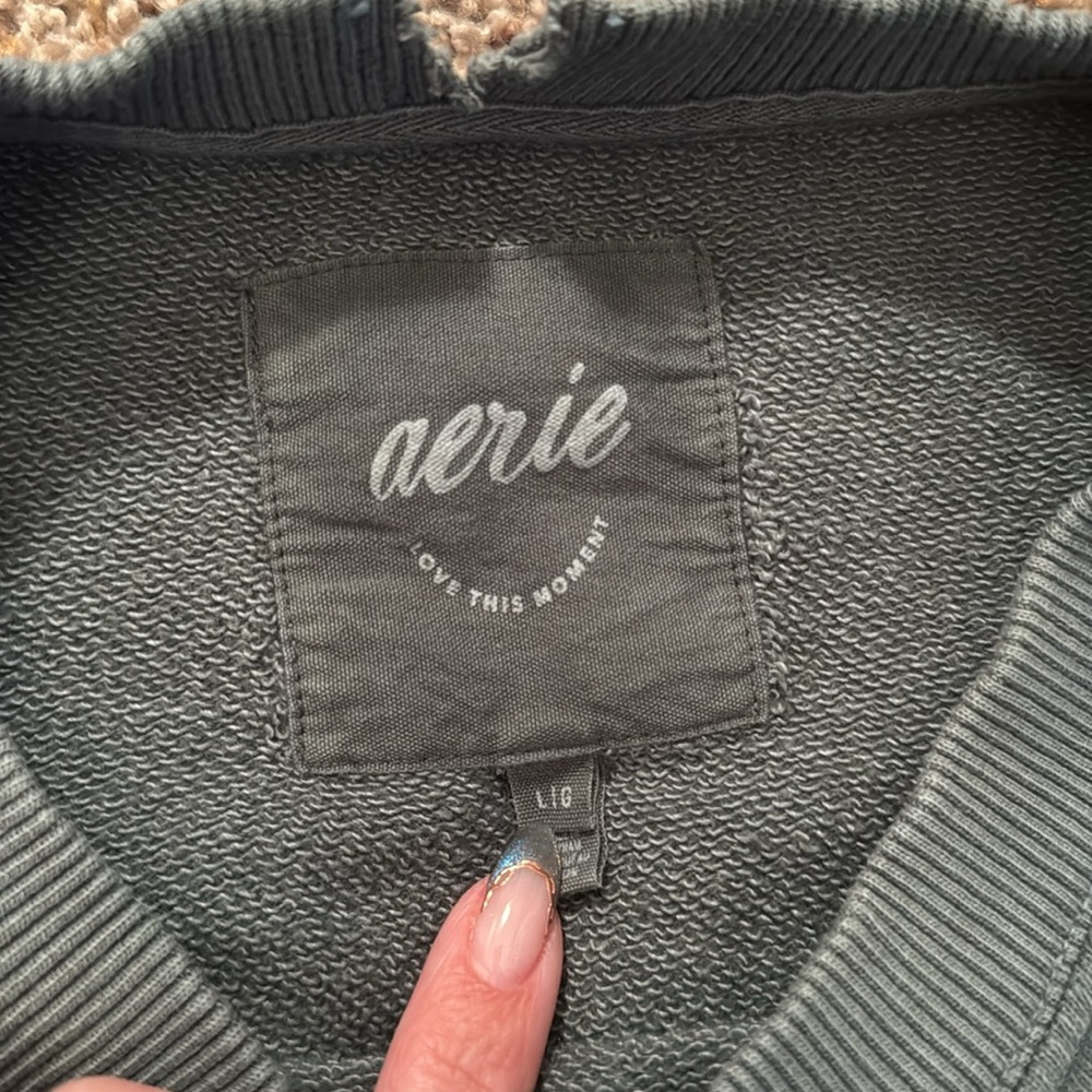 Aerie Dark Sage Green Oversized Sweatshirt - L - Picture 2 of 4